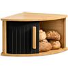 Praknu Portapane Legno Angolare con Sportello Scorrevole - Design Salvaspazio - Mantiene il Pane Fresco Più a Lungo - Montaggio Facile con Istruzioni (Noir)