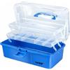 HMF Cestino da cucito apribile con 3 livelli, scatola organizer per piccoli oggetti | 33 x 20 x 15 cm | Blu