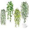 ROLLWAY 4 piante sospese artificiali come vere, con vaso bianco, edera, in plastica, da appendere, 52 ~ 72 cm