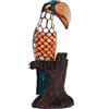 Bieye L30813 Lampada da tavolo decorativa in vetro colorato in stile Tiffany con tucano su tronco d'albero, luce notturna. Altezza 16,25 pollici