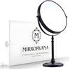 Mirrorvana Large 10X Magnifying Makeup Mirror on Stand for Bedroom and Bathroom, Classic Free Standing Round Table Mirror with Double Sided 10X/1X Magnification, 38cm Tall and 20cm Wide (Black)