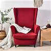 CHNSHOME Copripoltrona con orecchie 1 posto elasticizzato 2 pezzi Coprisedile con Orecchie Fodera per pouf Fodere per poltrone elastiche Vino rosso