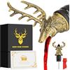 LKKCHER Versatore e tappo per bottiglia di vino a testa di cervo, regalo di compleanno per cacciatori, uomini, papà, liquori, beccuccio, per alcolici, regali di cervo, regali di vino, bronzo