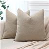 JOTOM Set di 2 Federe per Cuscini in Bouclè Testurizzato 55x55cm Fodere per Cuscini Solidi Morbido Cuscino Decorativo per Sedia Divano Camera da Letto Soggiorno Casa Decor (Cammello)