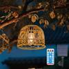 WRQIOO Lampadario Solare da Esterno, IP44 Lmpermeabile Lampada Sospensione Rattan Solare Con Telecomando, Lampadario a Sospensione Boho, Illuminazione Lampadario Rattan, Decorativa per Giardino