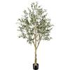 FEELEAD Albero di ulivo artificiale realistico, 2,1 m, per interni (213,4 cm), in seta, con tronco in legno naturale, per la decorazione di casa e ufficio