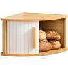 Praknu Portapane Legno Angolare con Sportello Scorrevole - Design Salvaspazio - Mantiene il Pane Fresco Più a Lungo - Montaggio Facile con Istruzioni (Blanc)