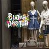kina Vetrofania Festa di Pasqua su PVC Trasparente Adesivo Decorazione Vetro Vetrine Negozi Finestre UVPQ0006 - Misure 60x40 cm - Made in Italy