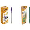 BIC Cristal Multicolour Penne a Sfera, Punta Larga (1.6 mm), Colori Assortiti, Confezione da 20 + Evolution ECOlutions, Mina Hb Ultraresistente, Confezione da 12 Unità