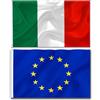 Engelblick DE Bandiere Italia e Unione Europea 90x150 cm - Set 2 Pezzi con 2 Occhielli in Metallo, Bandiera Italiana e Bandiera UE in Poliestere Resistente per Esterno, Balcone ed Eventi Ufficiali