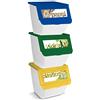 DRW Secchi Riciclaggio Carta, plastica e Vetro impilabili con Ruote per Sacchetti da 30-50 l Set 3 39 x 39 x 36 cm