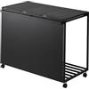 YAMAZAKI 1823 TOWER 3Compartment Trash Can with Casters, black, Steel/Polypropylene/Nylon, 76 x 44 x 60 cm