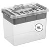 SUNWARE perfectly organised Sunware Q-line Scatola Plastica con Coperchio 9L - 30x20x22cm - Box Portaoggetti Impilabile con Inserto - Contenitore Plastica Trasparente