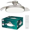 Philips Atlas Ventilatore a Soffitto con Pale Retrattili e Lampadina LED, 3 Pale, Pala Aperta 106 cm, 4.500 lm, Luce Bianca Tunabel 3.000-6.500 K, Regolabile Fino al 5%, Telecomando Incl., Nichel