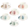 Tognana Nanami, Confezione 6 tazze caffè 80 cc con piattino, New Bone China, Multicolor