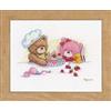 VERVACO Kit Punto Croce Contato Orsetto di Popcorn E Brie Decorativi per Pareti ca. 22 x 16 cm Set Fai da Te Creativo Adulti Casa Decor Arte da Parete Kit per Hobby Cross Stitch