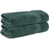 Komfortec Set di 2 Asciugamani 50x100 cm, 100% Cotone | Morbidi e Assorbenti, Asciugamani Viso e Bagno, Verde Scuro