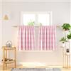Natus Weaver Tende da cucina lunghe 76,2 cm, 2 pannelli, con tasca per asta, a quadretti, corte, piccole, per bagno, rosa e bianco