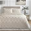 SOIRE'E Soiree Set copripiumino in velluto jacquard, matrimoniale 200 x 200 cm, champagne, 100% poliestere, motivo a rombi, 2 federe