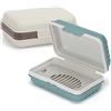 Alyvisun 2 Pezzi Portasapone da Viaggio con Coperchio, Portasaponetta Portatile con Vassoio Drenante, Portasapone Solido a Prova di Perdite per Doccia, Viaggi e Outdoor (Verde e Bianco)