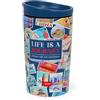 Legami - Bicchiere Termico Hot&Cold Vacuum Tumbler, Tema Travel Stickers, Tappo con Chiusura Ermetica, in Accaio Inox, Capacità 275 ml, per Tutti i Tipi di Bevanda