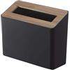 YAMAZAKI 5230 RIN Cestino da tavolo, nero, Resina ABS/legno, design minimalista, 22 x 9 x 15,5 cm (LxPxA)