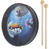 OLYCRAFT 1pz tamburo Oceanico con 2 bacchette In Legno Tamburi con Perline A Onda e Motivo A Pesce 25.5cm Tamburo con Suono Marino con Perline A Onda Strumento A Percussione per Forniture Domestiche