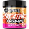 Warrior Creatina Monoidrata + Multivitaminico Polvere 360 g, 80 Porzioni - Creatina in Polvere con Vitamina A, C, D, E, Complesso B, Magnesio, Ferro e Zinco, Uomo e Donna - Frutti di Bosco