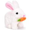 Asslye Giocattoli interattivi, coniglio che salta, coniglio di peluche piccoli, suoni e orecchie e naso si muovono, coniglietto di peluche per regali di Pasqua (bianco + confezione regalo)