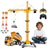 HILKKET Gru a Torre Telecomandata 138 cm, RC Gru a Torre, 2,4 Hz, 6 Canali Grue Telecommandée, Crane De Chantier Enfant con RC Dumper, Luci, Suono Grue Radiocomandata pour Enfants