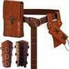 JDFAIJEAL Kit di accessori per cavaliere medievale, 4 pezzi, cintura in pelle PU, braccioli, custodia rettangolare e rana da spada, set per uomini e donne (costume vichingo/nordico, unisex) (marrone)