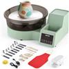 VEVOR Tornio Ceramica 450W, Piatto Girevole in Alluminio 28cm, Macchina Rotante per Ceramica Elettrico da Tavolo, Velocità Regolabile da 30 a 300 giri/min, Vasca Rimovibile Principianti Adulti Verde