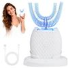 PORFOYO Spazzolino elettrico, spazzolino da denti a 360 gradi, con pulizia automatica del suono e setole morbide in silicone per pulizia 3 in 1, impermeabile, bianco