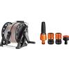 Claber Aquapony Avvolgitubo con 15 mt di Tubo e Set raccordi e Lancia & 51359 Set Lance Diritte con Raccordi, 1/2 Pollici, Nero/Arancione