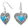 Bling Jewelry Orecchini Pendenti A Forma Di Cuore In Turchese Blu Con Filigrana A Scorrimento In Stile Boho Bali Per Donne Argento Sterling .925 Ossidato Con Ganci A Forma Di Pesce