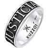 Kuzzoi Anello da uomo ossidato, massiccio in argento Sterling 925, ampio accessorio con scritta, anello in argento per uomini di misura 60-66