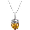 Kiara Jewellery Collana in argento Sterling 925 con ciondolo a forma di ghianda in ambra marrone su catenina in argento Sterling da 45,7 cm., Argento sterling, Ambra