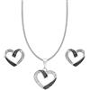 CARISSIMA Pendente da Donna in Oro Bianco 9 ct con Cuore in Diamante da 0,15 ct e Orecchini e Pendente con Diamanti Neri e Bianchi su Collana a Maglia Curb di Lunghezza 46 cm/18 Pollici