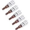 TOP-VIGOR 5 chiavi a bussola Torx da 1/4 x T25 CR-V, punte in acciaio S2 di alta qualità, punte Torx con lunghezza di 38 mm per chiave dinamometrica, chiave a cricchetto, trapani elettrici a