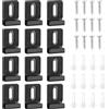 MaehSab - Kit di 12 clip in metallo per specchi, con viti, cuscinetti in gomma, ganci per specchi, resistenti, per montaggio senza cornice, per esposizione di cartelloni pubblicitari, colore nero