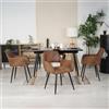 MEUBLE COSY Set di Mobili per Sala da Pranzo da 5 Pezzi con 1 Tavolo Allungabile e 4 Sedie in Pelle Scamosciata, Struttura in Acciaio per Cucina e Soggiorno, Nero + Oro + Marrone