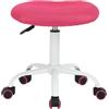 FurnitureR Sitness Bobby - Pouf per bambini, con poggiapiedi in alluminio laccato bianco, rivestimento in tessuto, colore: rosa