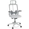 HJH Office 790019 Sedia professionale per ufficio ARCEO W tessuto/mesh grigio chiaro Sedia ergonomica girevole, supporto lombare regolabile