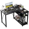 JUMMICO Scrivania Angolare a L 100 x 80 cm per Computer con Ripiani e Divisori, Compatta per Studio, Lavoro e Gaming, Ideale per Camera da Letto e Ufficio, Nero
