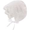 Pesaat Cuffia in pizzo per neonata, berretto in cotone per battesimo per bambine neonata, cappello bianco da principessa con protezione solare 0-3 mesi, Fiore piccolo, 3-9 Mesi