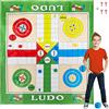 Relaxdays Ludo Gioco da Tavolo XXL, Ampio Campo con 16 Pedine, 2 Dadi & 4 Picchetti, Maxi Game da Esterno, Colorato