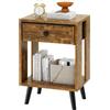 YMYNY Comodino, Tavolino da Notte, Tavolino Salotto, Cassetto in tessuto, Scomparto Aperto, Moderno, Struttura Semplice, per Camera da Letto, Soggiorno, Marrone Vintage HST012H