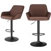 ralex-chair Set di 2 Sgabelli da Bar, Regolabili in Altezza, in Tessuto di Velluto, Sedie Girevoli da Bar, Sedie da Bar con Schienale e Braccioli, per Bar, Bancone e Cucina, Marrone