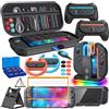 FYOUNG Switch 2 Accessories, [Charge Inside]Case Bundle for Nintendo Switch 2 2025 Console, FYOUNG 23 IN 1 Kit:Carrying Case,Controller Charger,Protective Shell,Grip for Joycon, Steering Wheel for Mario Kart