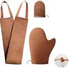 HstiaLving Set di 3 guanti autoabbronzanti, applicatore per la schiena, applicatore viso Tanning Mitt per crema abbronzante, olio per abbronzatura, riutilizzabile per self tan, lavabile (marrone)